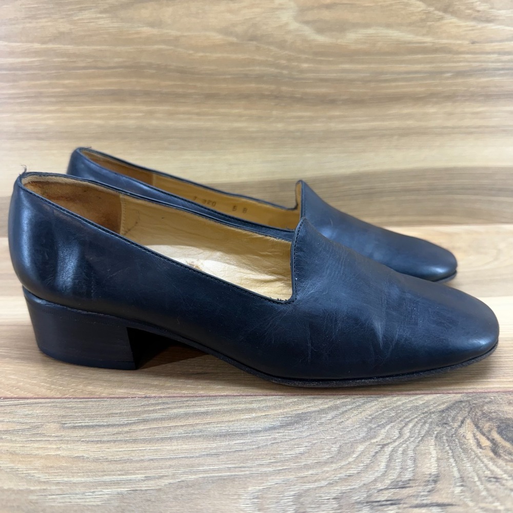 Coach Vintage Low Heeled Pumps womens 5 B Black Leather Square Toe‎